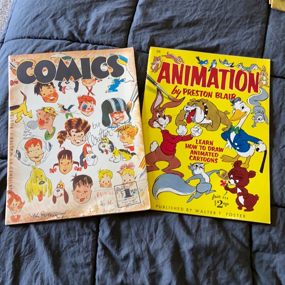 VintageSet how to draw comic/animation books (2) published by Walter Foster
